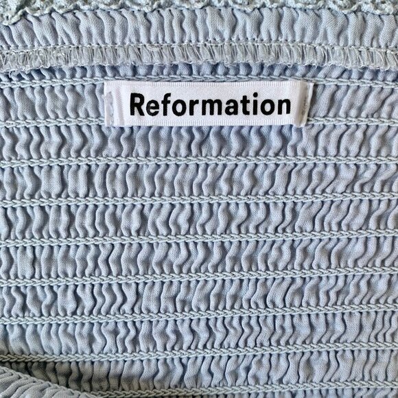 EUC Reformation Oakleigh Smocked Tank Top, Size XS, Blue - Picture 5 of 7